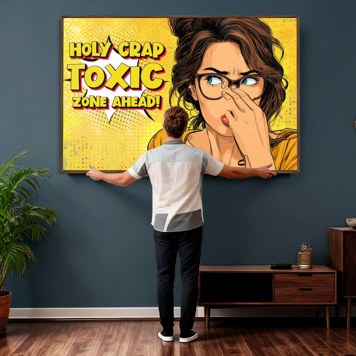 Pop Art Print Bathroom Sign Wall Art Canvas Print — Funny