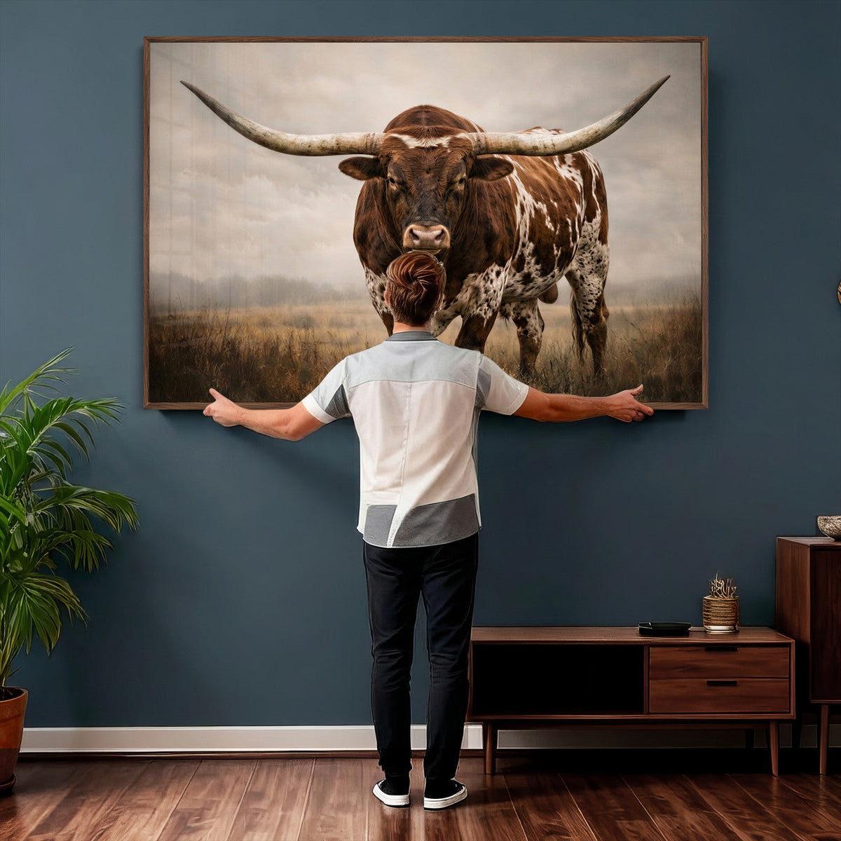Texas Longhorn Canvas Wall Art Western Bull Desert Moody