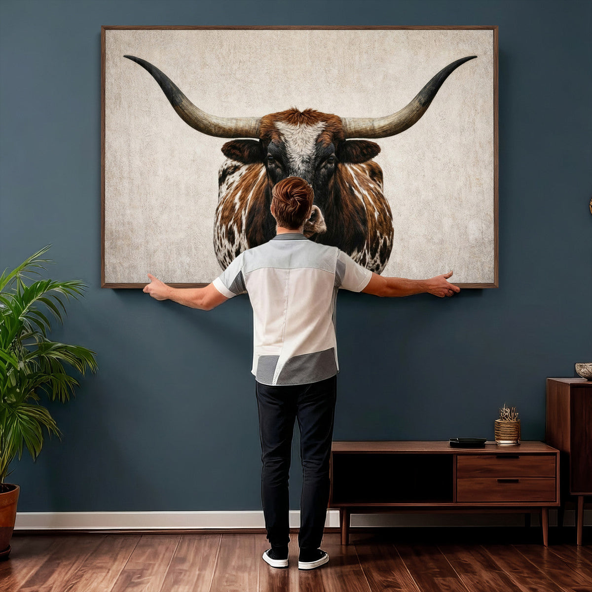 Texas Longhorn Canvas Wall Art Western Bull Desert Moody