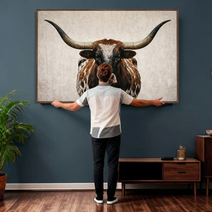 Texas Longhorn Canvas Wall Art Western Bull Desert Moody