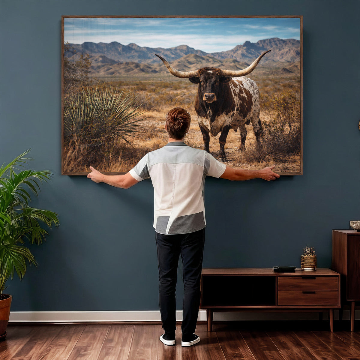 Texas Longhorn Canvas Wall Art Western Bull Desert Moody