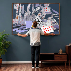 Playing Cards Canvas Wall Art | Casino Game Room Decor,