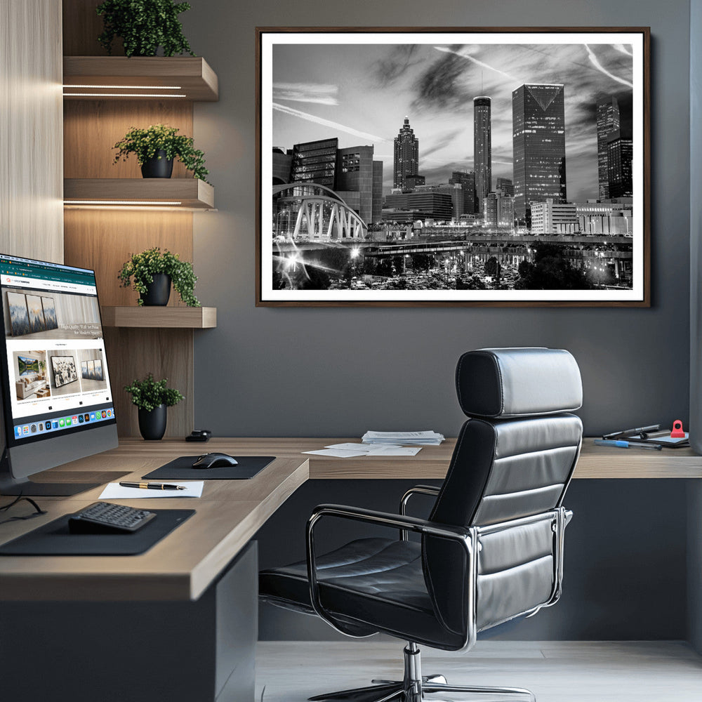 Black and White Atlanta Wall Art Canvas Print