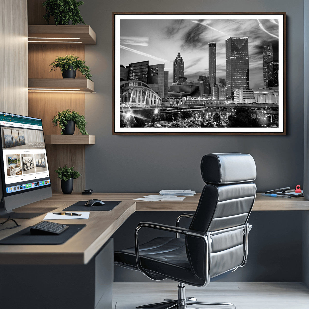 Black and White Atlanta Wall Art Canvas Print