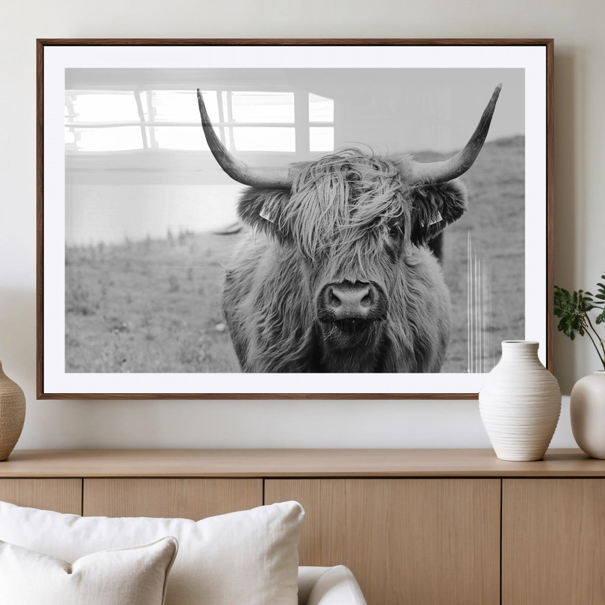 Newfoundland Cow Art Wall Art, Black White Cow Art Wall Art