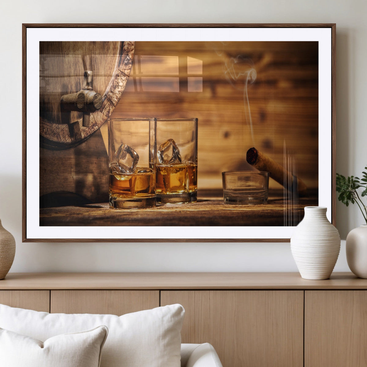 Rustic Whiskey and Barrel Canvas Print
