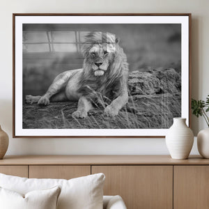 King Forest Lion Wall Art Canvas Print – Framed Majestic