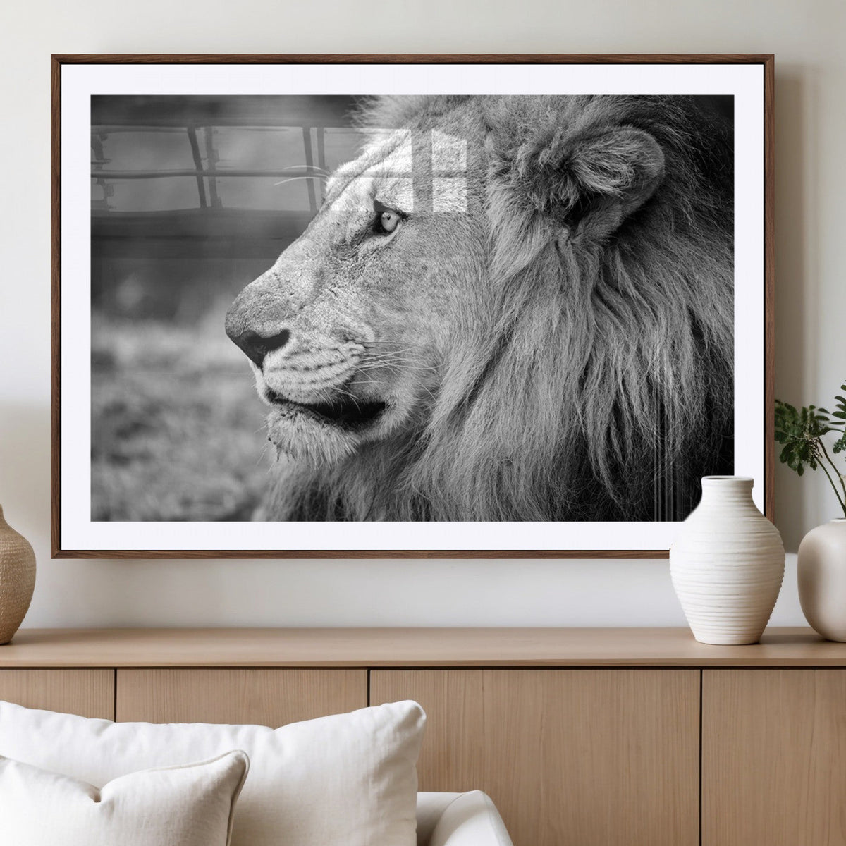 Lion Wall Art Canvas Print – Framed Majestic Wildlife