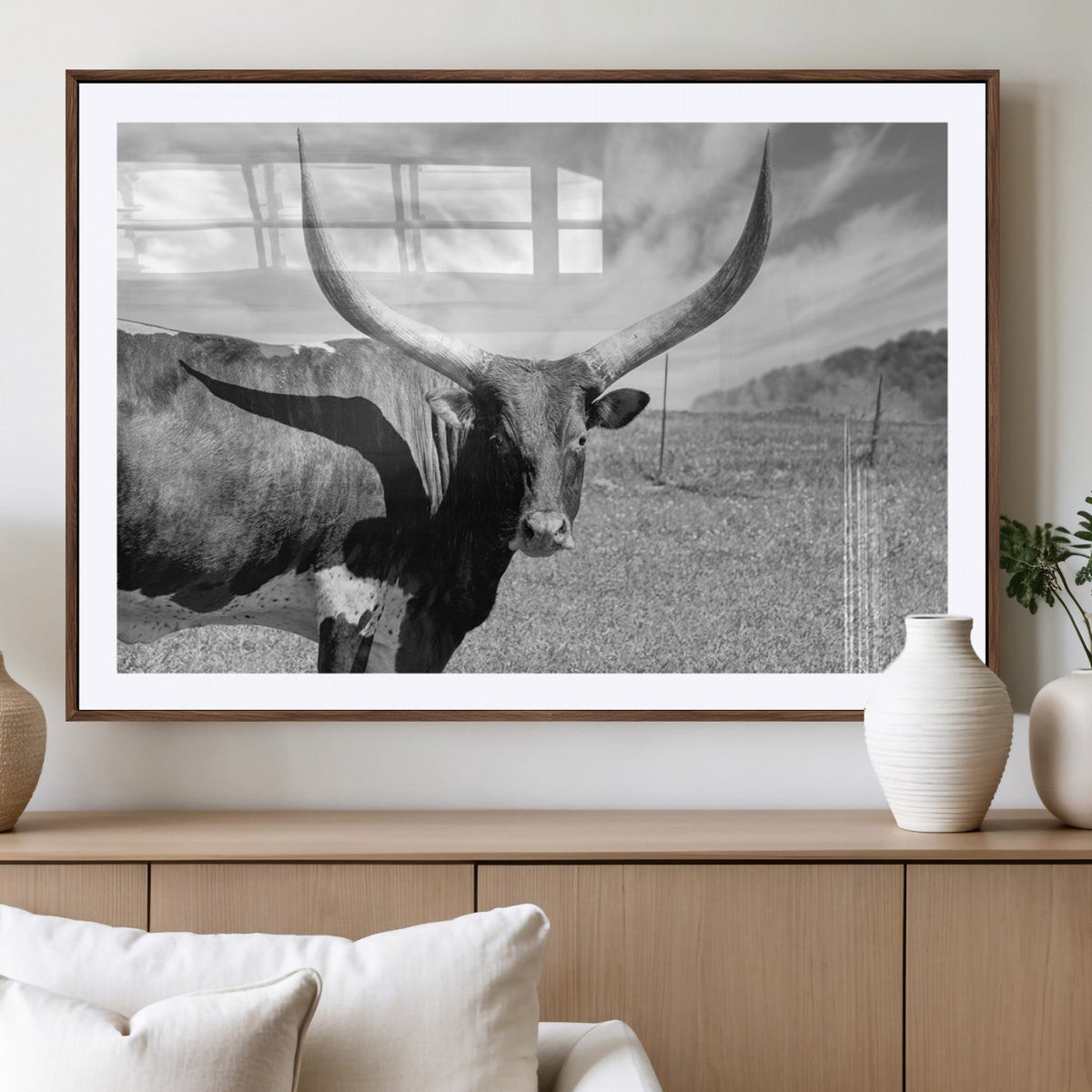 Cattle Wall Art Longhorn Cow Canvas Print