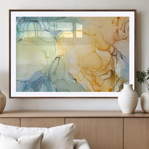 Green and Yellow Marble Fluid Effect Wall Art, Green and