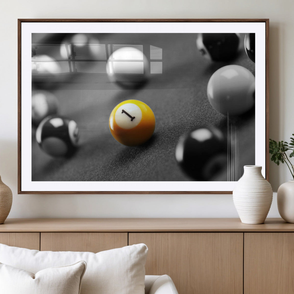 Wall Art Pool Table and Balls Canvas Print