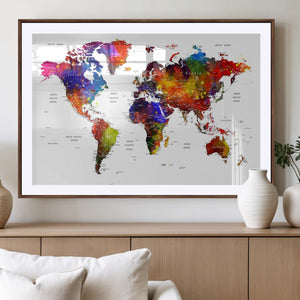 World Map Canvas Print – Detailed Map of the World Wall Art