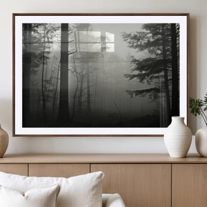Misty Forest Wall Art Premium Canvas Print a Foggy and