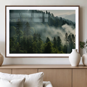 Misty Forest Wall Art Premium Canvas Print a Foggy and
