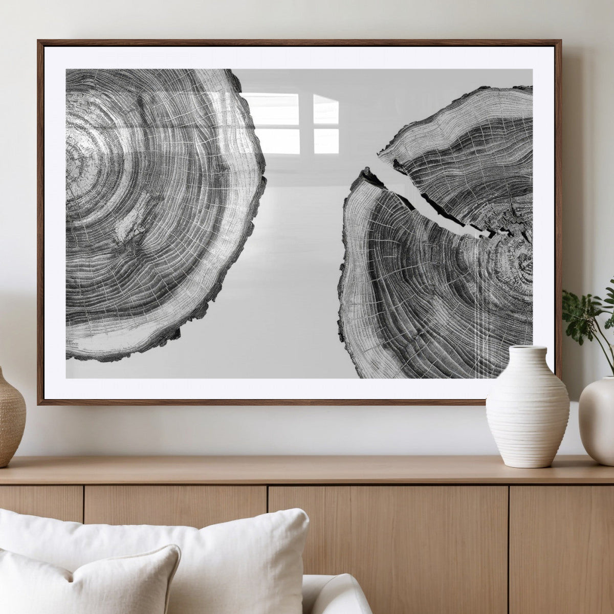 Abstract Large Tree Rings – Minimalist Black and White Wood