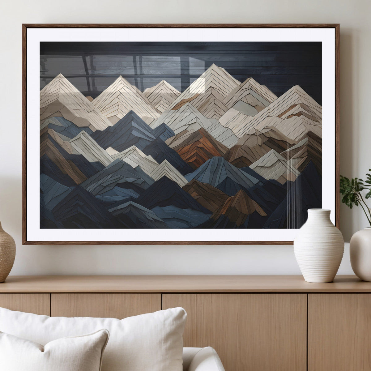 Mountain Wall Art – Modern Geometric Landscape Canvas Print,