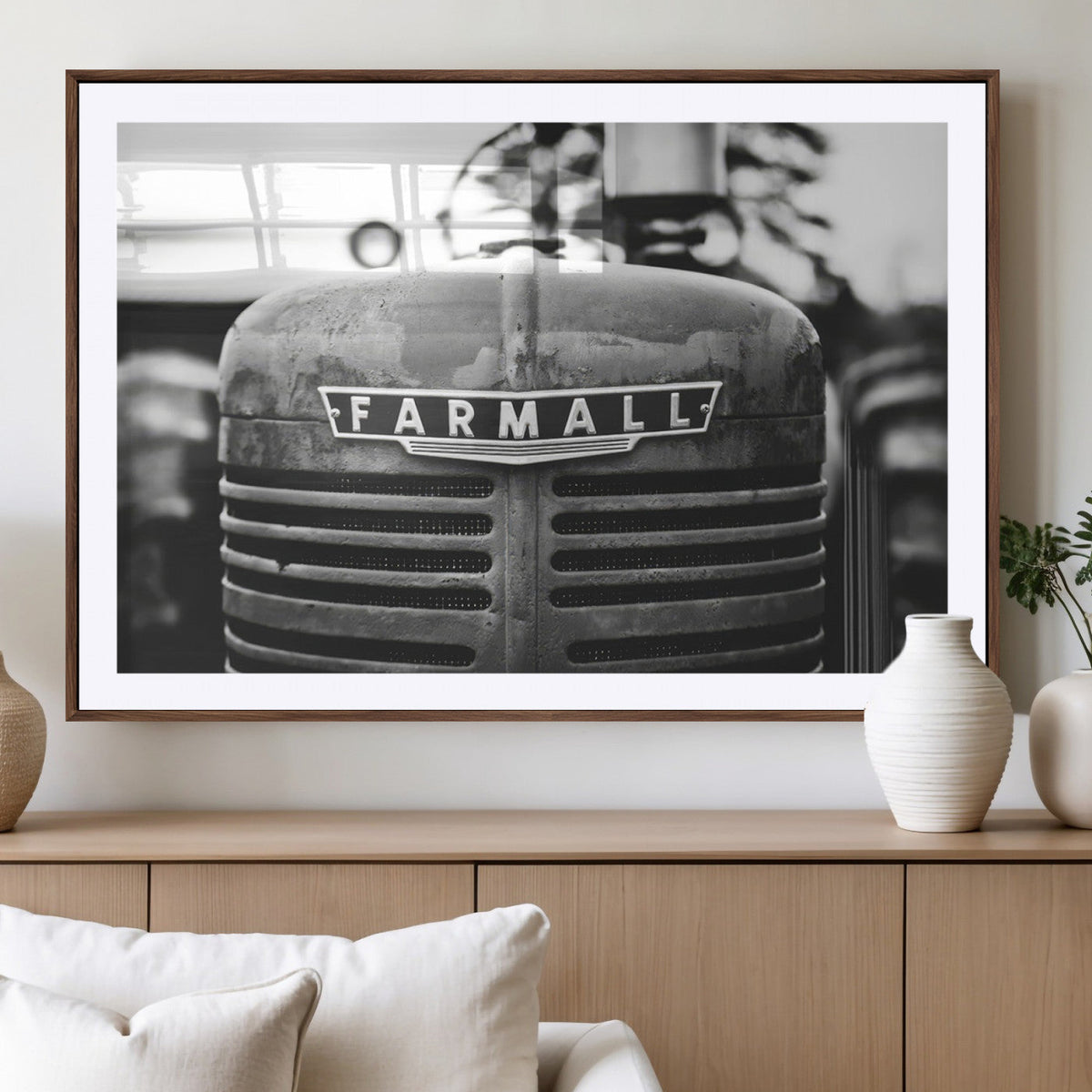 Vintage Farmall Tractor Wall Art Canvas Print, Rustic