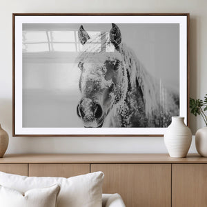 White Horse Wall Art | Ready to Hang and Framed | Winter