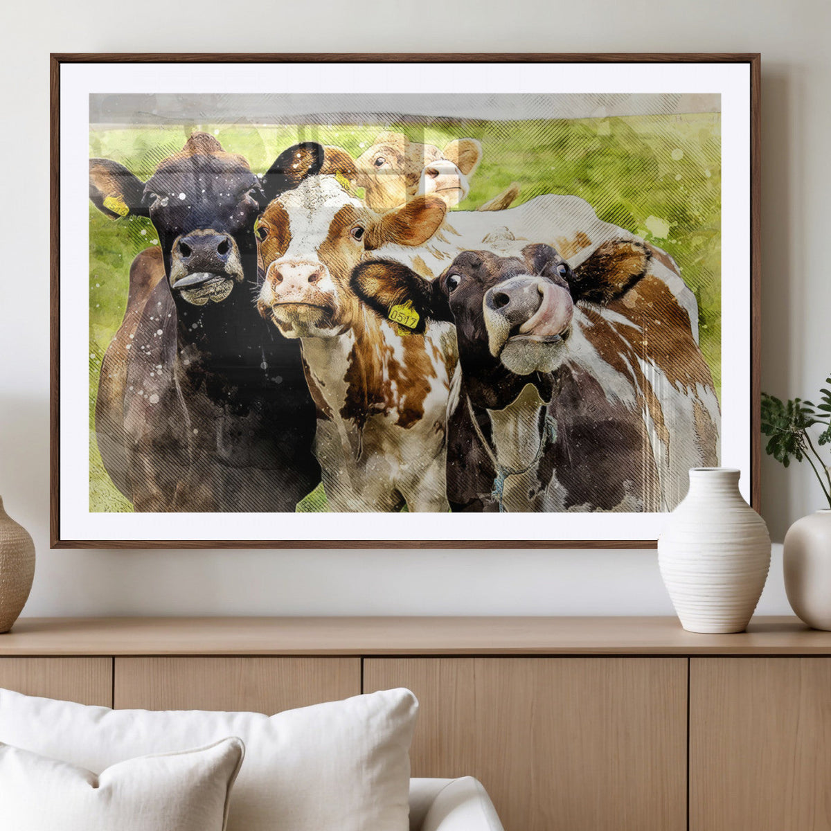 Curious Cows Farmhouse Wall Art | Ready to Hang and Framed