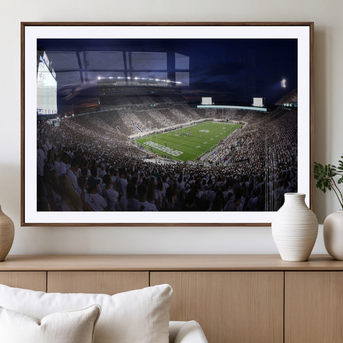 Michigan State Spartans Canvas, Framed Football Team Print -