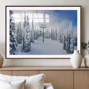 Winter Ski Lift Wall Art Print - Landscape Wall Art | Snowy