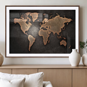 World Map Canvas Print – Framed Travel Map Wall Art for