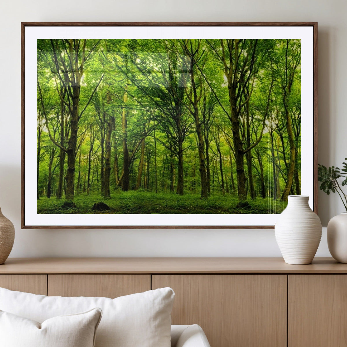 Lush Green Forest Canvas Print | 3-Panel Forest Wall Art |
