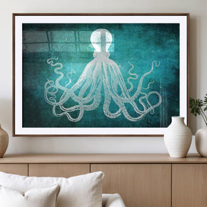 Green Octopus Abstract Wall Art Canvas Print