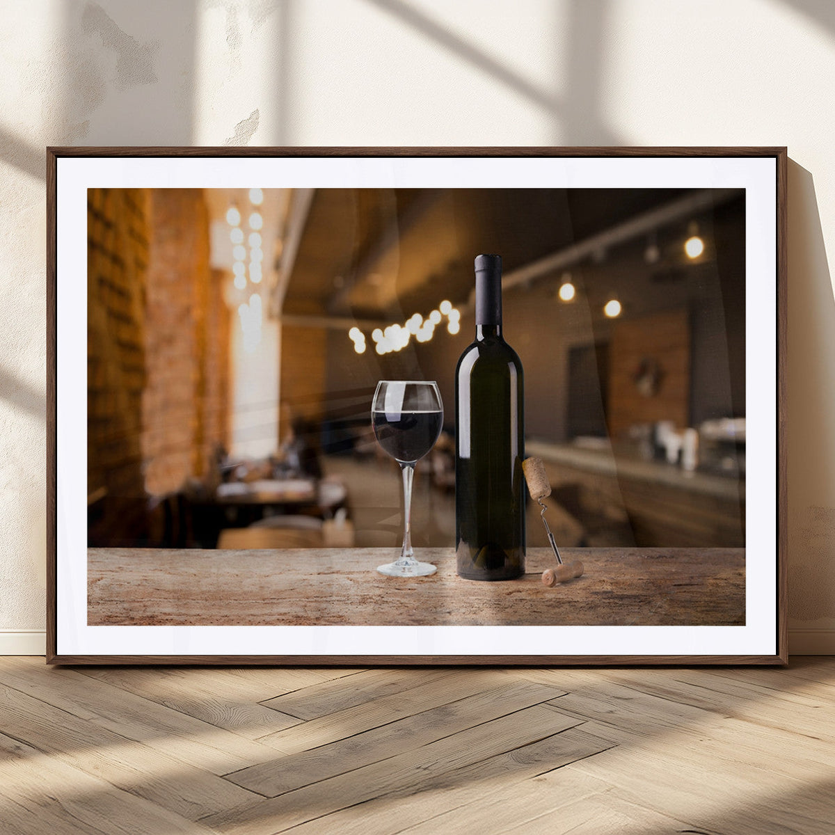 Wine and Bottle Wall Art Canvas Print
