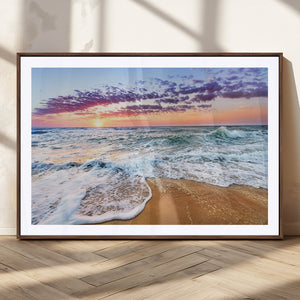 Coastal Sunset Art Beach Canvas Wall Art Print | Ocean Waves