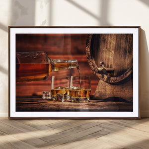 Whiskey and Cigar Canvas Wall Art | 3 Panel Bar Room Decor