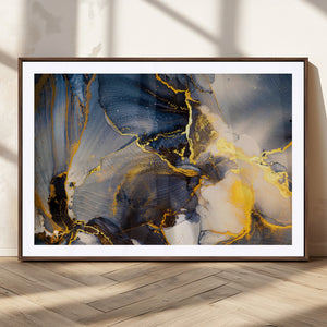 Large Abstract Wall Art Print -  Gold and Blue Abstract