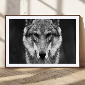 Black and White Wild Wolf Wall Art Canvas Print