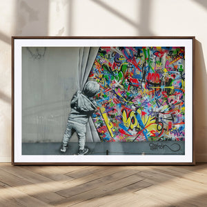 Banksy Colorful Street Graffiti Canvas Wall Art Print,