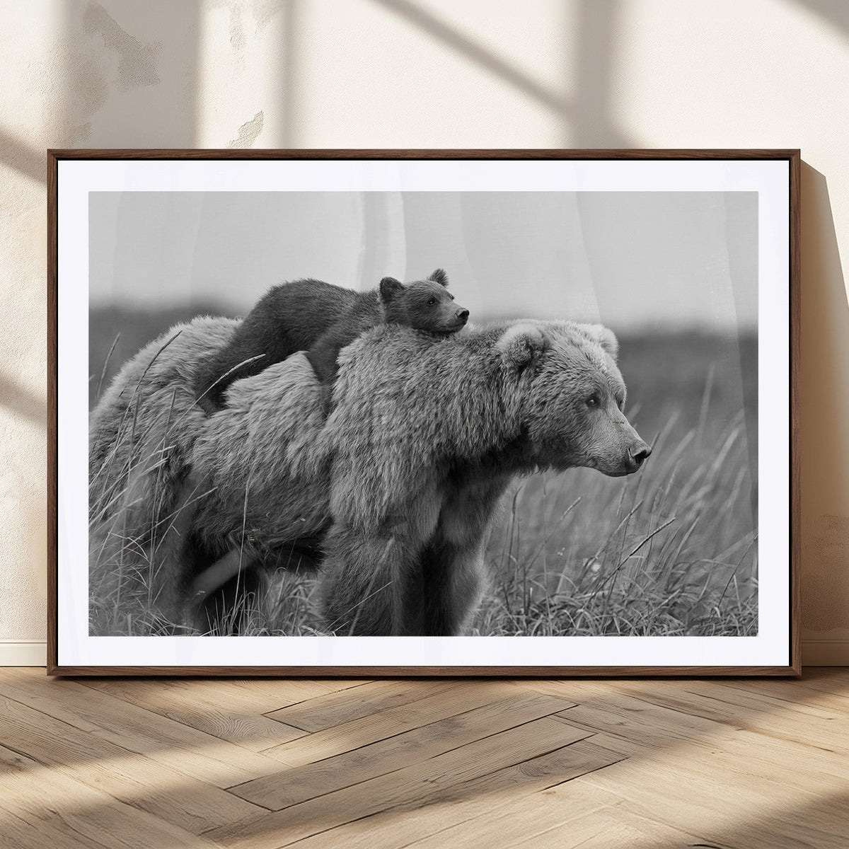 Bear and Cub Wall Art Canvas | 399 Bear Cub