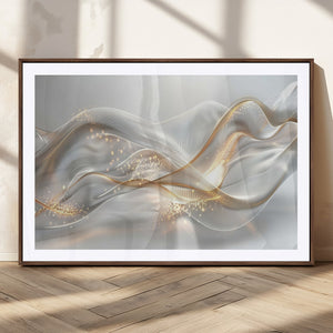 Abstract art Grey and Gold Lines Wall Art