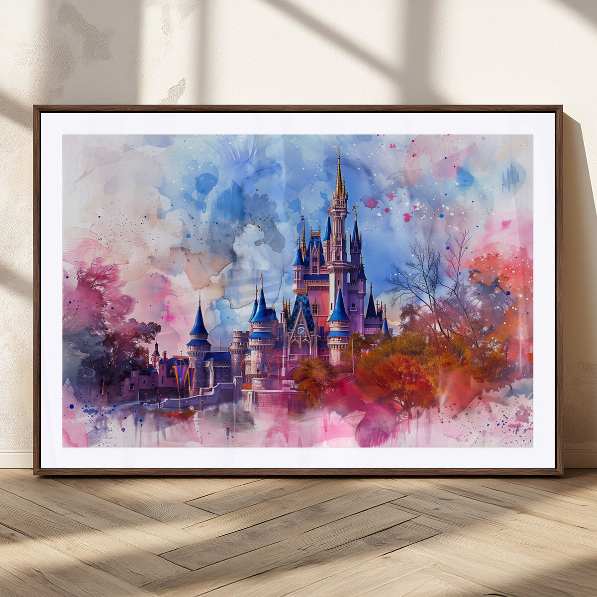 Disney Wall Art: Dreamy Watercolor Cinderella Castle Canvas