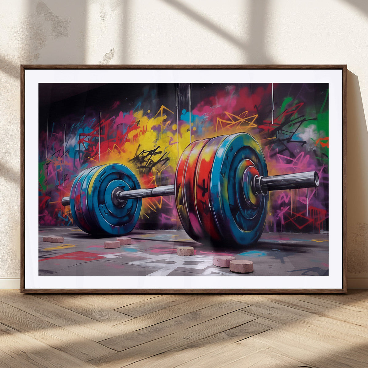 Abstract Graffiti Barbell Canvas Wall Art – Urban Fitness