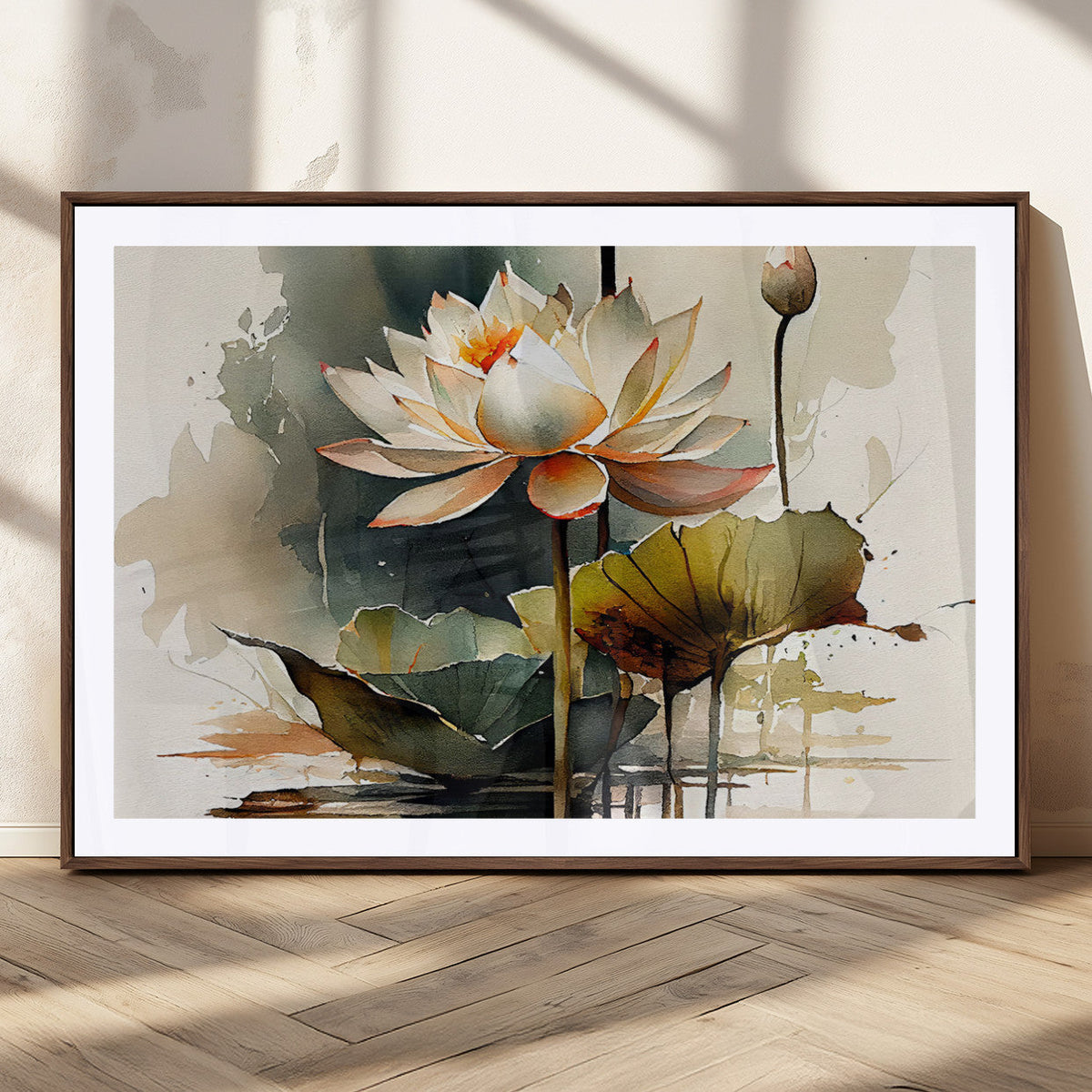 Lotus Flower Watercolor Canvas Print – A Symbol of Serenity