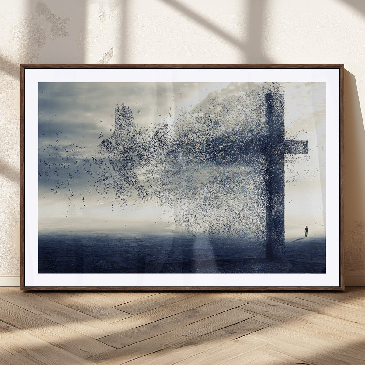 Jesus and the Fading Cross Wall Art Print – Symbol of Faith,