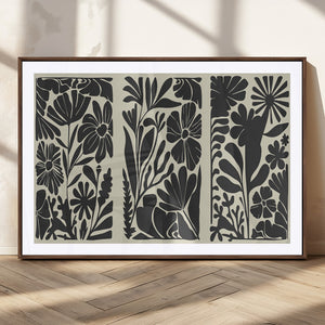Modern Botanical Wall Art - Floral Black and White Canvas