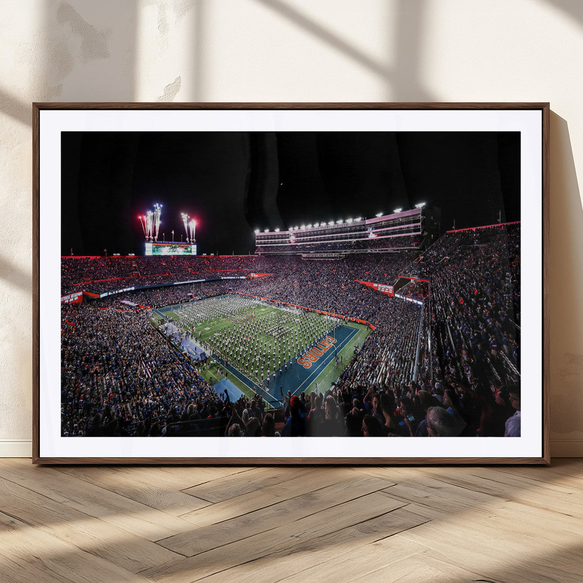 Ben Hill Griffin Stadium Night Game Triple Canvas Wall Art -