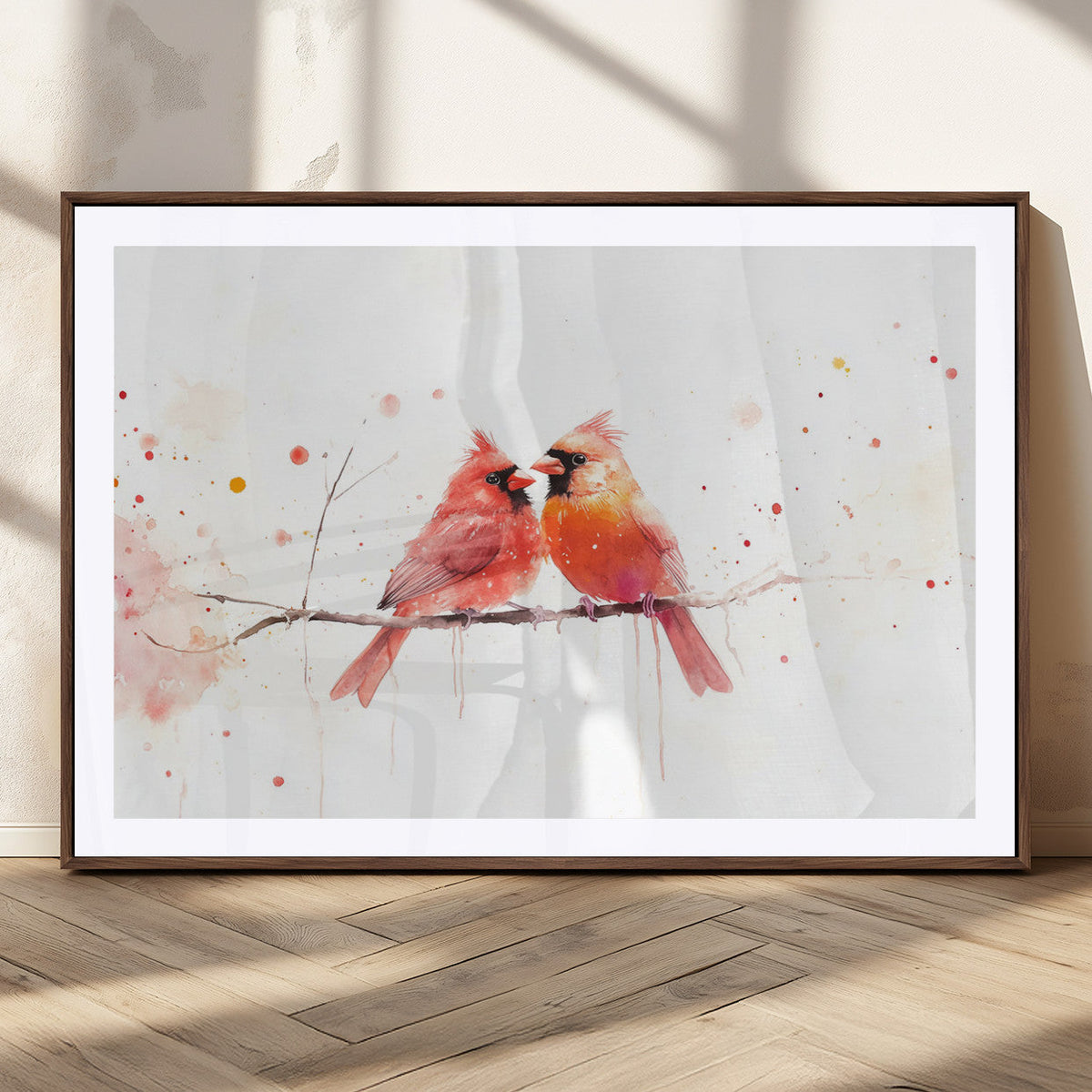 Cardinal Bird Canvas Wall Art - Male and Female Cardinal