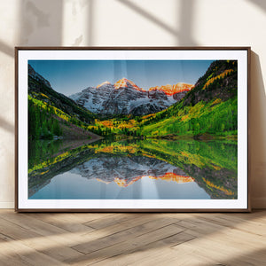 Sunrise Maroon Bells Lake Wall Art Canvas Print – Framed Elk