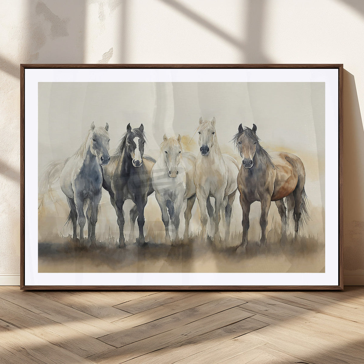 Wild Horses Wall Art Canvas Print, Framed Running Horses Art