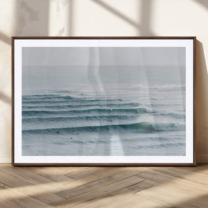 Ocean Waves Wall Art Canvas Print – Framed Surfer Lineup