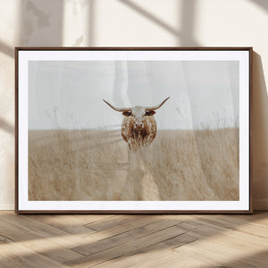 Texas Longhorn Wall Art Canvas Print – Framed Lone Cattle