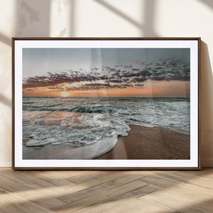 Ocean Sunset Wall Art Canvas Print – Framed Beach Waves