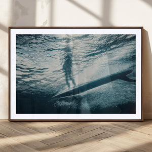 Underwater Surf Wall Art – Framed Ocean Wave Canvas Artwork,