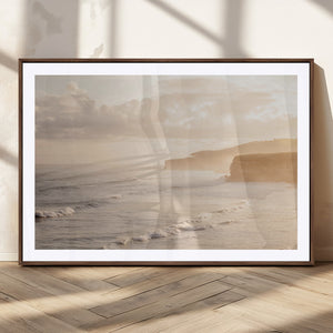 Misty Coastal Wall Art Canvas Print – Framed Golden Sunset